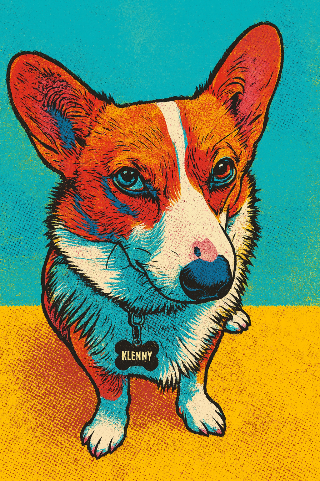 Klenny the corgi mascot, illustrated