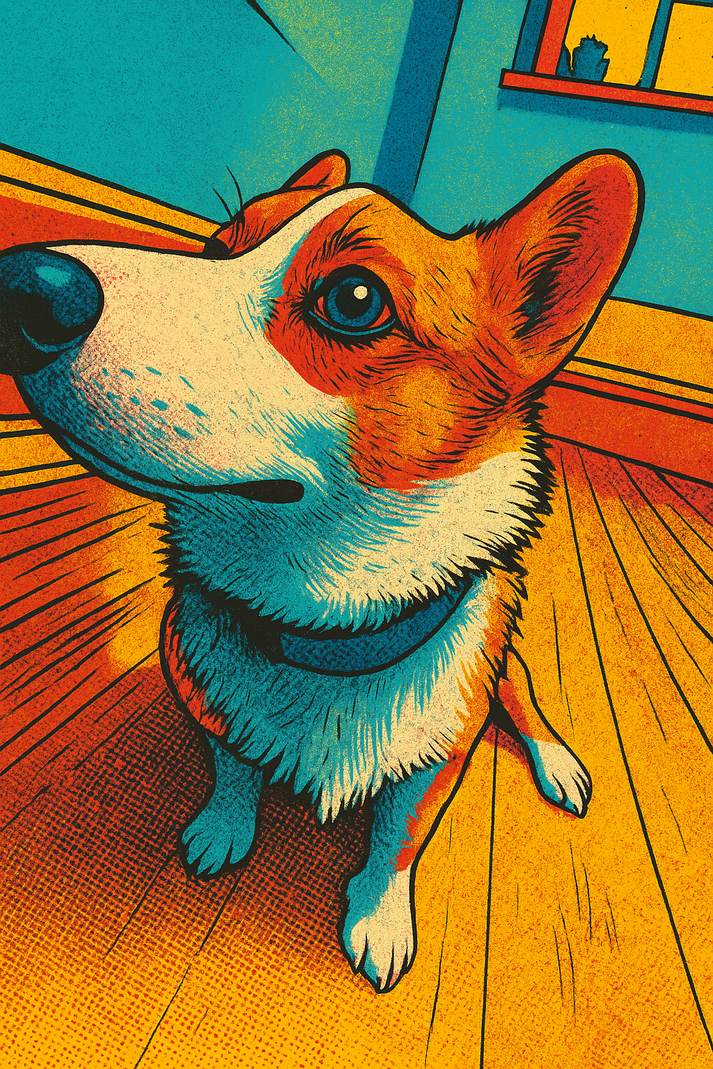 Klenny the corgi mascot, illustrated