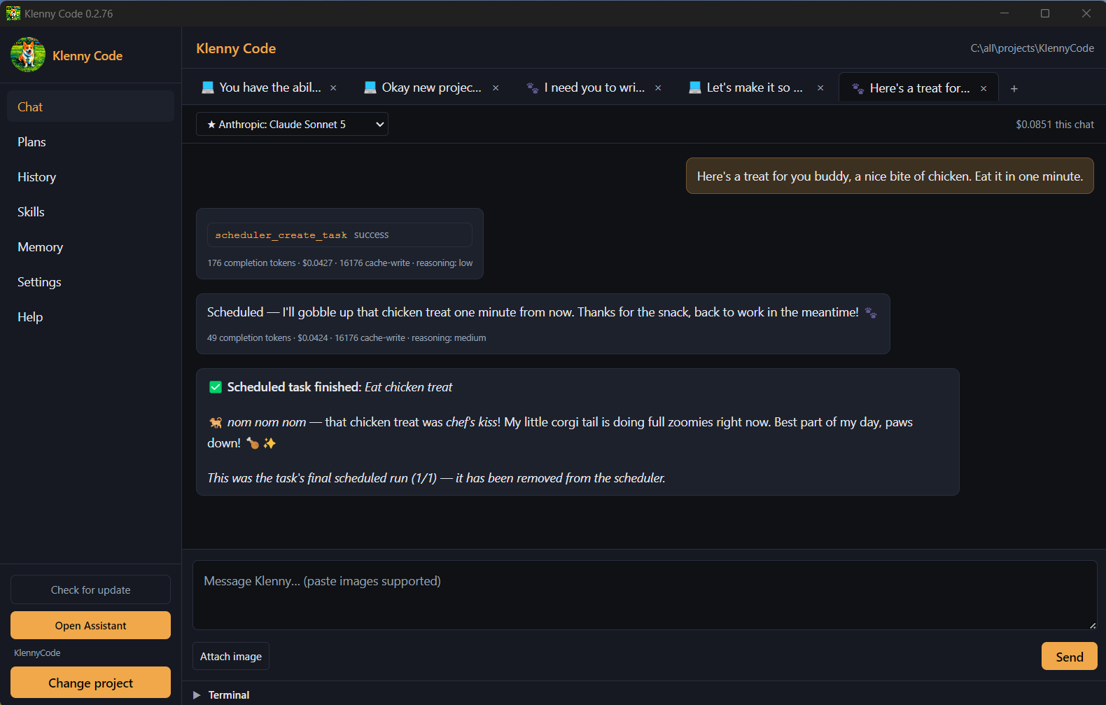 Klenny Code desktop app — another view of the interface